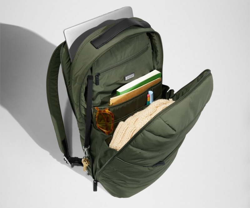 Away Gesteppt Everywhere Zip Rucksäcke Olivgrün Grün | yMsOkrT50qq